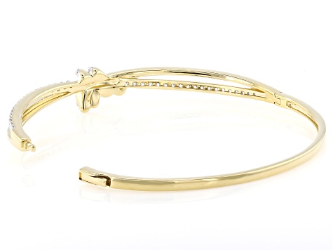 Round White Lab-Grown Diamond H SI 14K Yellow Gold Over Sterling Silver Bangle Bracelet 1.00ctw