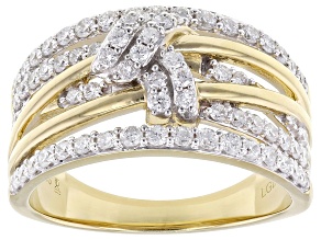 Round White Lab-Grown Diamond H SI 14K Yellow Gold Over Sterling Silver Ring 0.75ctw