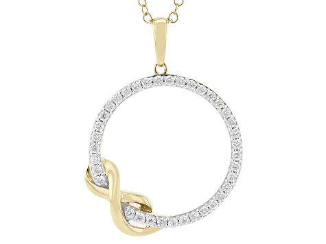 Round White Lab-Grown Diamond H SI 14K Yellow Gold Over Sterling Silver Pendant With Chain 0.33ctw