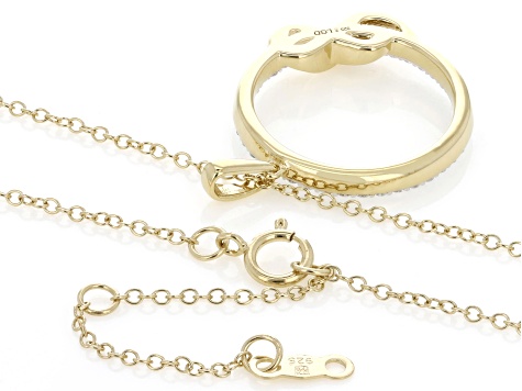 Round White Lab-Grown Diamond H SI 14K Yellow Gold Over Sterling Silver Pendant With Chain 0.33ctw