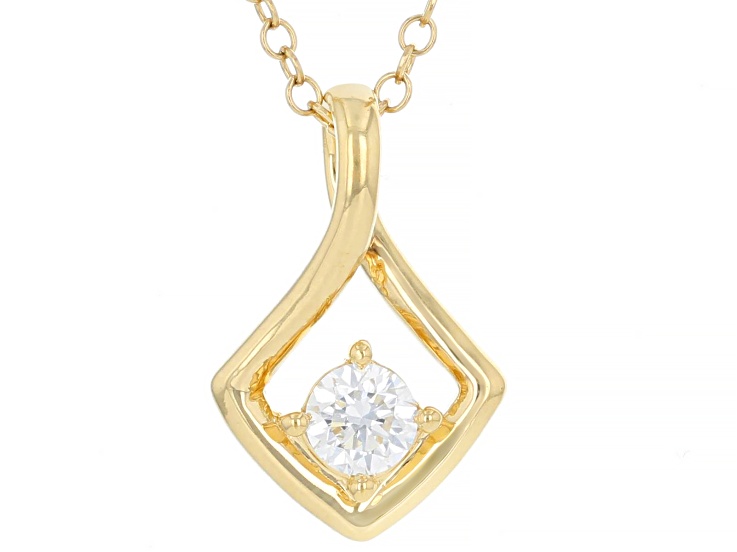 Round White Lab-Grown Diamond H SI 14K Yellow Gold Over Sterling Silver Pendant With Chain 0.25ct