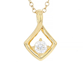 Round White Lab-Grown Diamond H SI 14K Yellow Gold Over Sterling Silver Pendant With Chain 0.25ct