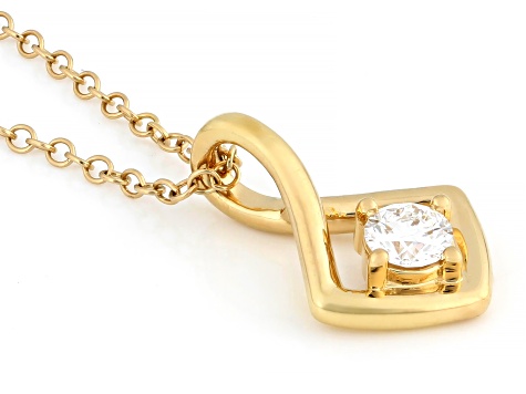 Round White Lab-Grown Diamond H SI 14K Yellow Gold Over Sterling Silver Pendant With Chain 0.25ct
