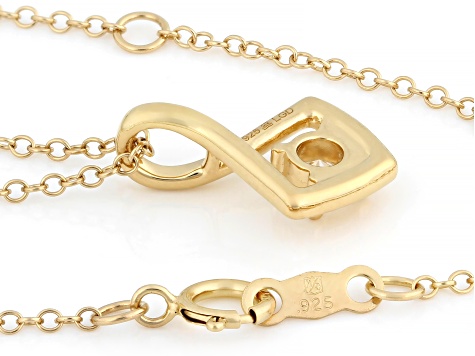 Round White Lab-Grown Diamond H SI 14K Yellow Gold Over Sterling Silver Pendant With Chain 0.25ct