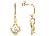 Round White Lab-Grown Diamond H SI 14K Yellow Gold Over Sterling Silver Dangle Earrings 0.50ctw