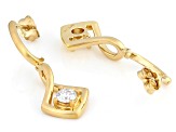 Round White Lab-Grown Diamond H SI 14K Yellow Gold Over Sterling Silver Dangle Earrings 0.50ctw
