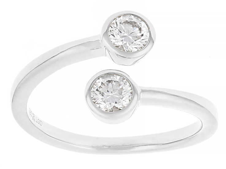 Round White Lab-Grown Diamond H SI Rhodium Over Sterling Silver Ring 0.50ctw