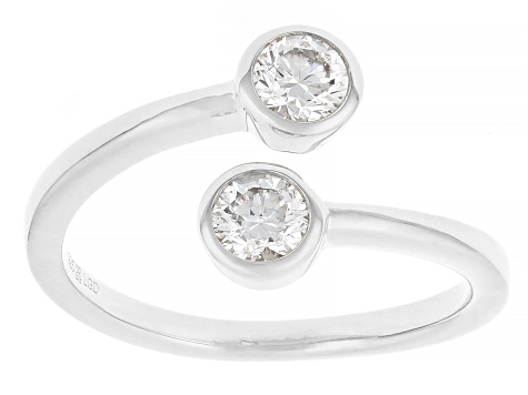 Round White Lab-Grown Diamond H SI Rhodium Over Sterling Silver Ring 0.50ctw