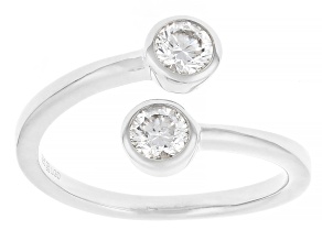Round White Lab-Grown Diamond H SI Rhodium Over Sterling Silver Ring 0.50ctw