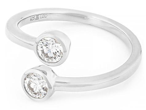 Round White Lab-Grown Diamond H SI Rhodium Over Sterling Silver Ring 0.50ctw
