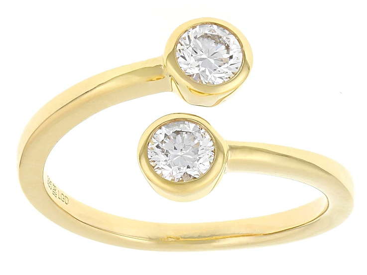 Round White Lab-Grown Diamond H SI 14K Yellow Gold Over Sterling Silver Ring 0.50ctw
