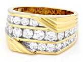 Round White Lab-Grown Diamond H SI2 14K Yellow Gold Over Sterling Silver Mens Ring 2.00ctw