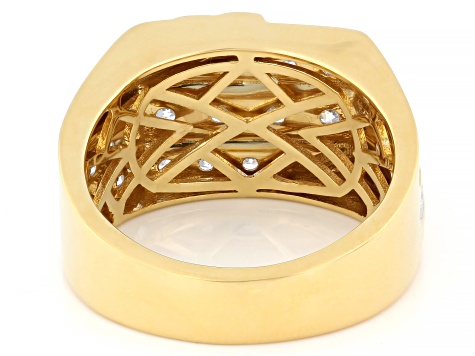 Round White Lab-Grown Diamond H SI2 14K Yellow Gold Over Sterling Silver Mens Ring 2.00ctw