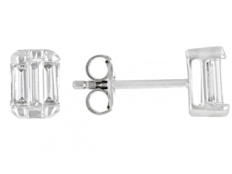 Baguette White Lab-Grown Diamond H SI Rhodium Over Sterling Silver Stud Earrings 0.50ctw