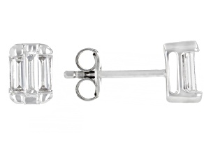 Baguette White Lab-Grown Diamond H SI Rhodium Over Sterling Silver Stud Earrings 0.50ctw