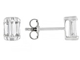 Baguette White Lab-Grown Diamond H SI Rhodium Over Sterling Silver Stud Earrings 0.50ctw