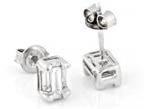 Baguette White Lab-Grown Diamond H SI Rhodium Over Sterling Silver Stud Earrings 0.50ctw