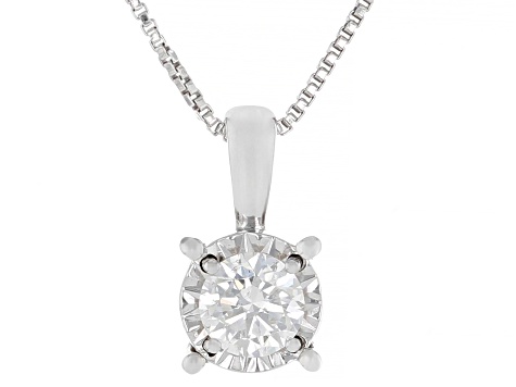 Round Lab-Grown Diamond H SI Sterling Silver Solitaire Stud Earring and Pendant W/Chain Set 1.00ctw