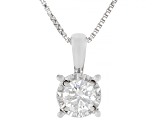 Round Lab-Grown Diamond H SI Sterling Silver Solitaire Stud Earring and Pendant W/Chain Set 1.00ctw