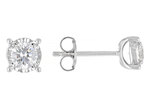 Round Lab-Grown Diamond H SI Sterling Silver Solitaire Stud Earring and Pendant W/Chain Set 1.00ctw