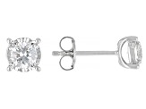 Round Lab-Grown Diamond H SI Sterling Silver Solitaire Stud Earring and Pendant W/Chain Set 1.00ctw