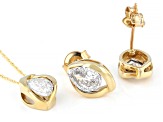 Pear Lab-Grown Diamond H SI 10K Yellow Gold Solitaire Stud Earring and Pendant W/Chain Set 1.00ctw