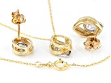 Pear Lab-Grown Diamond H SI 10K Yellow Gold Solitaire Stud Earring and Pendant W/Chain Set 1.00ctw