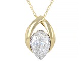 Pear Lab-Grown Diamond H SI 10K Yellow Gold Solitaire Stud Earring and Pendant W/Chain Set 1.00ctw
