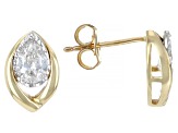 Pear Lab-Grown Diamond H SI 10K Yellow Gold Solitaire Stud Earring and Pendant W/Chain Set 1.00ctw