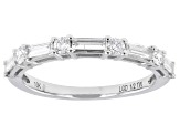 Round and Baguette Lab-Grown Diamond H SI 10K White Gold Band Ring 0.50ctw