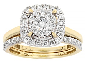 Round Lab-Grown Diamond H SI 10K Yellow Gold Ring With Matching Band 1.00ctw