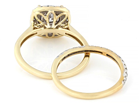 Round Lab-Grown Diamond H SI 10K Yellow Gold Ring With Matching Band 1.00ctw