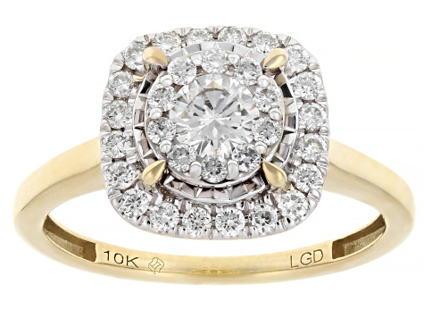 Round Lab-Grown Diamond H SI 10K Yellow Gold Ring With Matching Band 1.00ctw