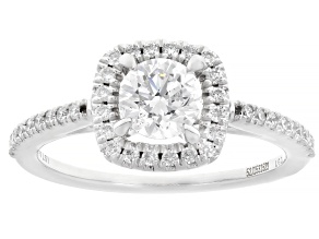 Round White Lab-Grown Diamond H SI 14K White Gold Halo Ring 1.00ctw