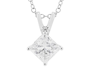 Certified Princess Cut Lab-Grown Diamond H SI 10K White Gold Solitaire Pendant With Chain 1.50ct