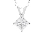 Certified Princess Cut Lab-Grown Diamond H SI 10K White Gold Solitaire Pendant With Chain 1.50ct