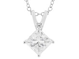 Certified Princess Cut Lab-Grown Diamond H SI 10K White Gold Solitaire Pendant With Chain 1.50ct