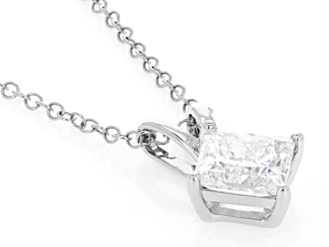 Certified Princess Cut Lab-Grown Diamond H SI 10K White Gold Solitaire Pendant With Chain 1.50ct