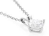 Certified Princess Cut Lab-Grown Diamond H SI 10K White Gold Solitaire Pendant With Chain 1.50ct