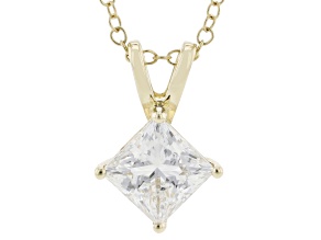 Certified Princess Cut Lab-Grown Diamond H SI 10K Yellow Gold Solitaire Pendant With Chain 1.50ct