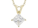 Certified Princess Cut Lab-Grown Diamond H SI 10K Yellow Gold Solitaire Pendant With Chain 1.50ct