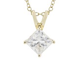 Certified Princess Cut Lab-Grown Diamond H SI 10K Yellow Gold Solitaire Pendant With Chain 1.50ct