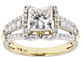 Certified Princess Cut and Round Lab-Grown Diamond H SI 10K Yellow Gold Ring 2.00ctw