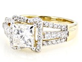 Certified Princess Cut and Round Lab-Grown Diamond H SI 10K Yellow Gold Ring 2.00ctw