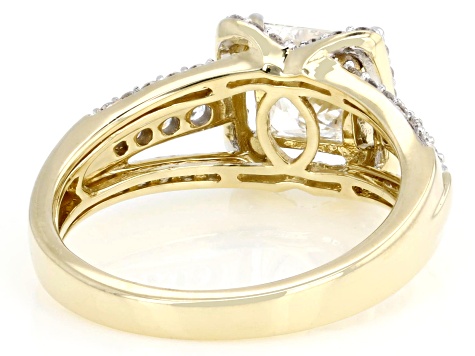 Certified Princess Cut and Round Lab-Grown Diamond H SI 10K Yellow Gold Ring 2.00ctw