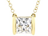 Certified Princess Cut Lab-Grown Diamond H SI 10K Yellow Gold Solitaire Necklace 1.50ct