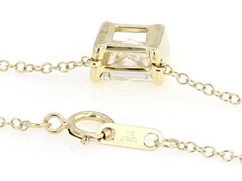 Certified Princess Cut Lab-Grown Diamond H SI 10K Yellow Gold Solitaire Necklace 1.50ct