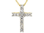 Round White Lab-Grown Diamond H SI 10K Yellow Gold Cross Pendant With Chain 0.25ctw
