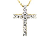 Round White Lab-Grown Diamond H SI 10K Yellow Gold Cross Pendant With Chain 0.25ctw