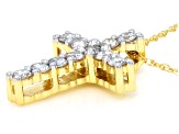 Round White Lab-Grown Diamond H SI 10K Yellow Gold Cross Pendant With Chain 0.25ctw